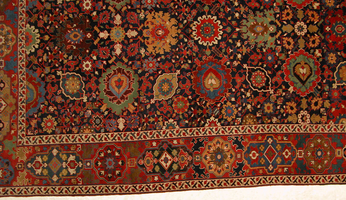 Harshang Carpet, Wool (warp, weft and pile); symmetrically knotted pile