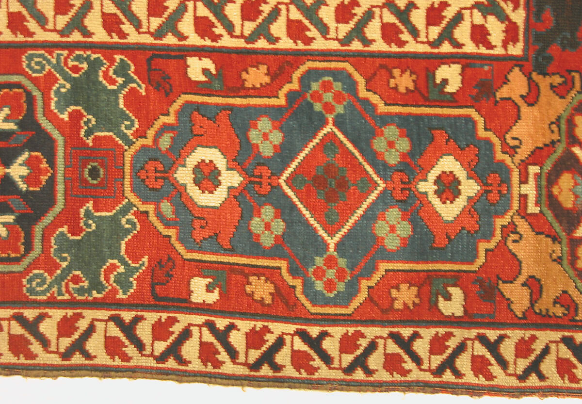 Harshang Carpet, Wool (warp, weft and pile); symmetrically knotted pile