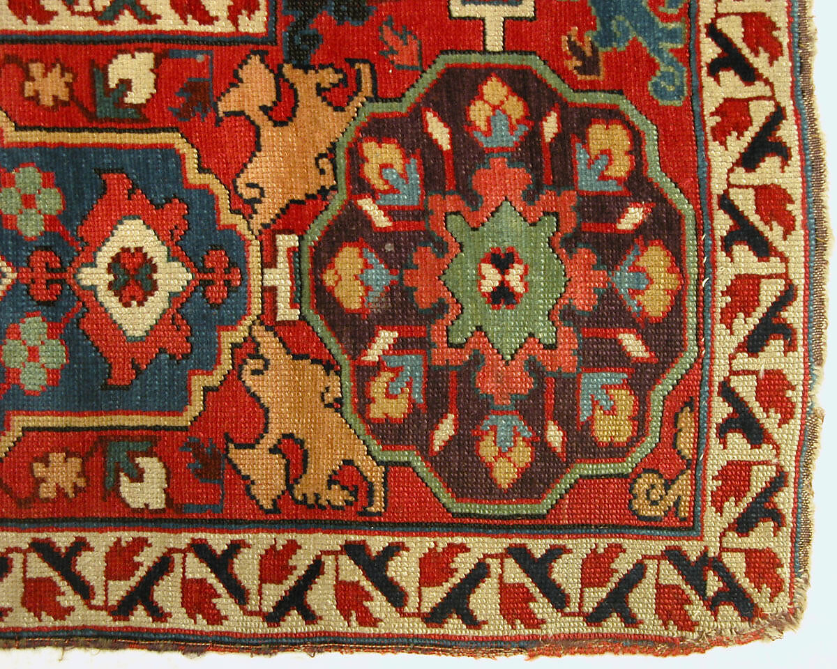 Harshang Carpet, Wool (warp, weft and pile); symmetrically knotted pile