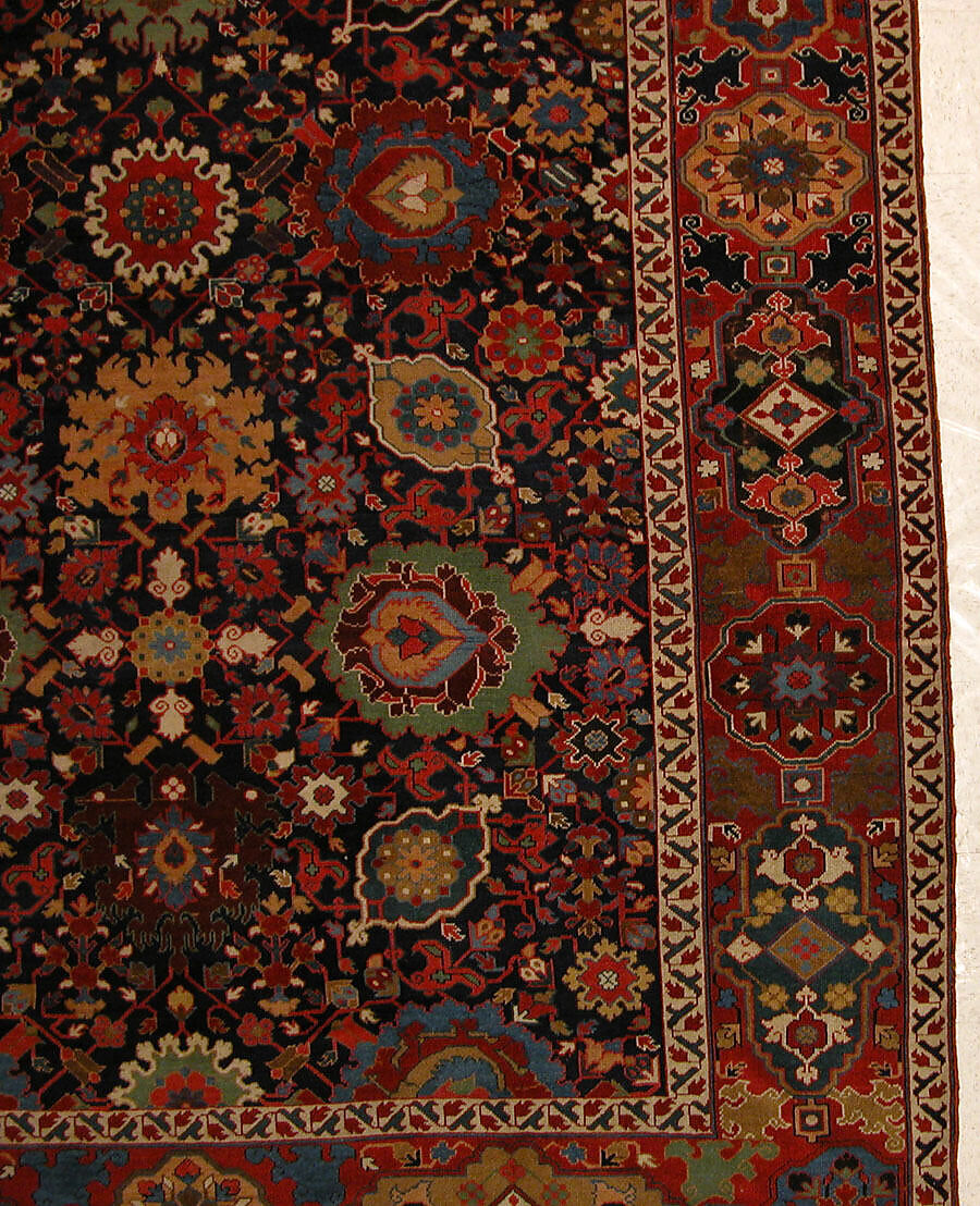 Harshang Carpet, Wool (warp, weft and pile); symmetrically knotted pile