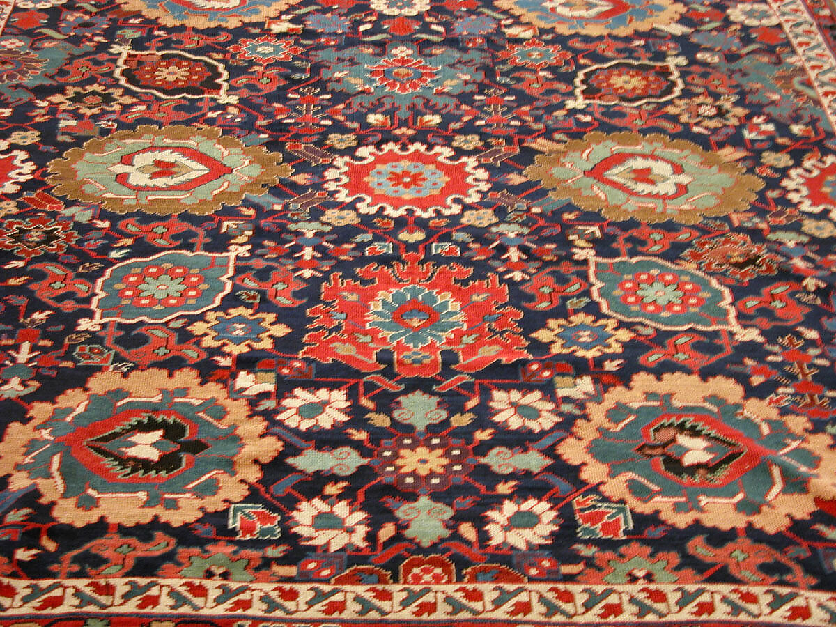 Harshang Carpet, Wool (warp, weft and pile); symmetrically knotted pile