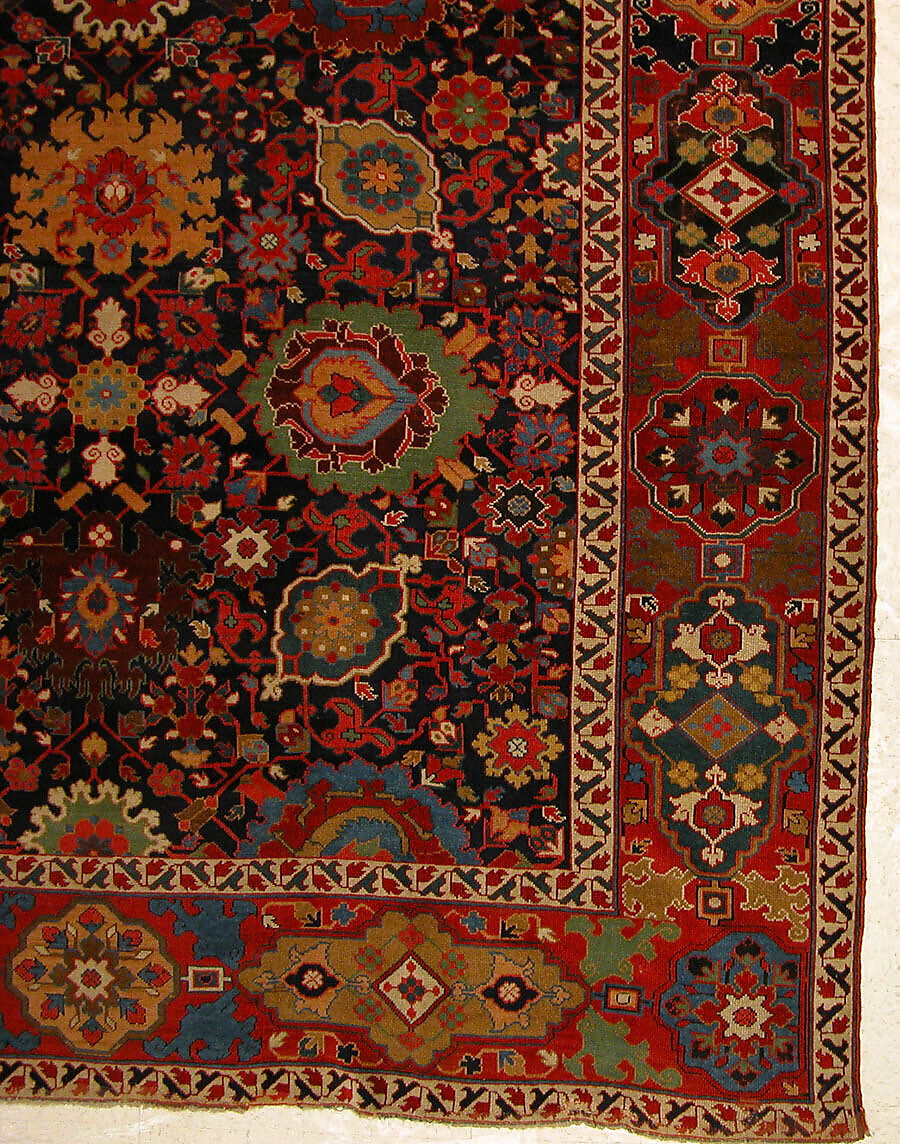 Harshang Carpet, Wool (warp, weft and pile); symmetrically knotted pile