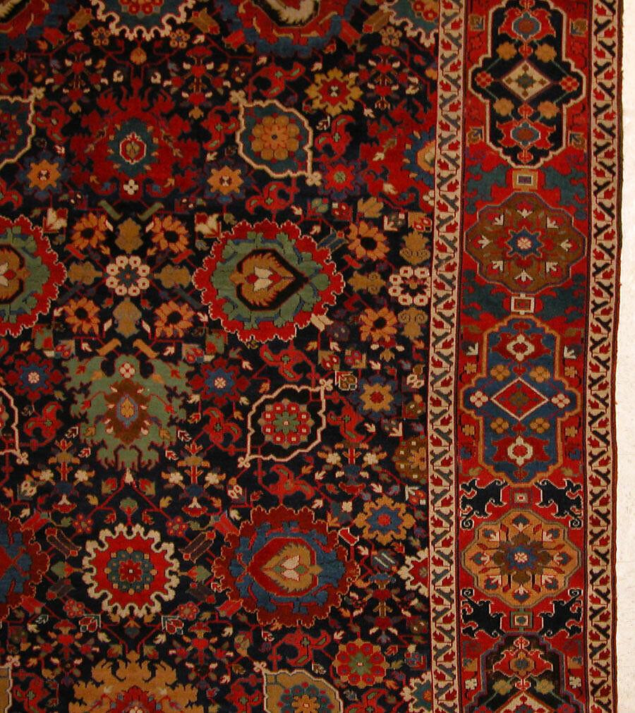 Harshang Carpet, Wool (warp, weft and pile); symmetrically knotted pile
