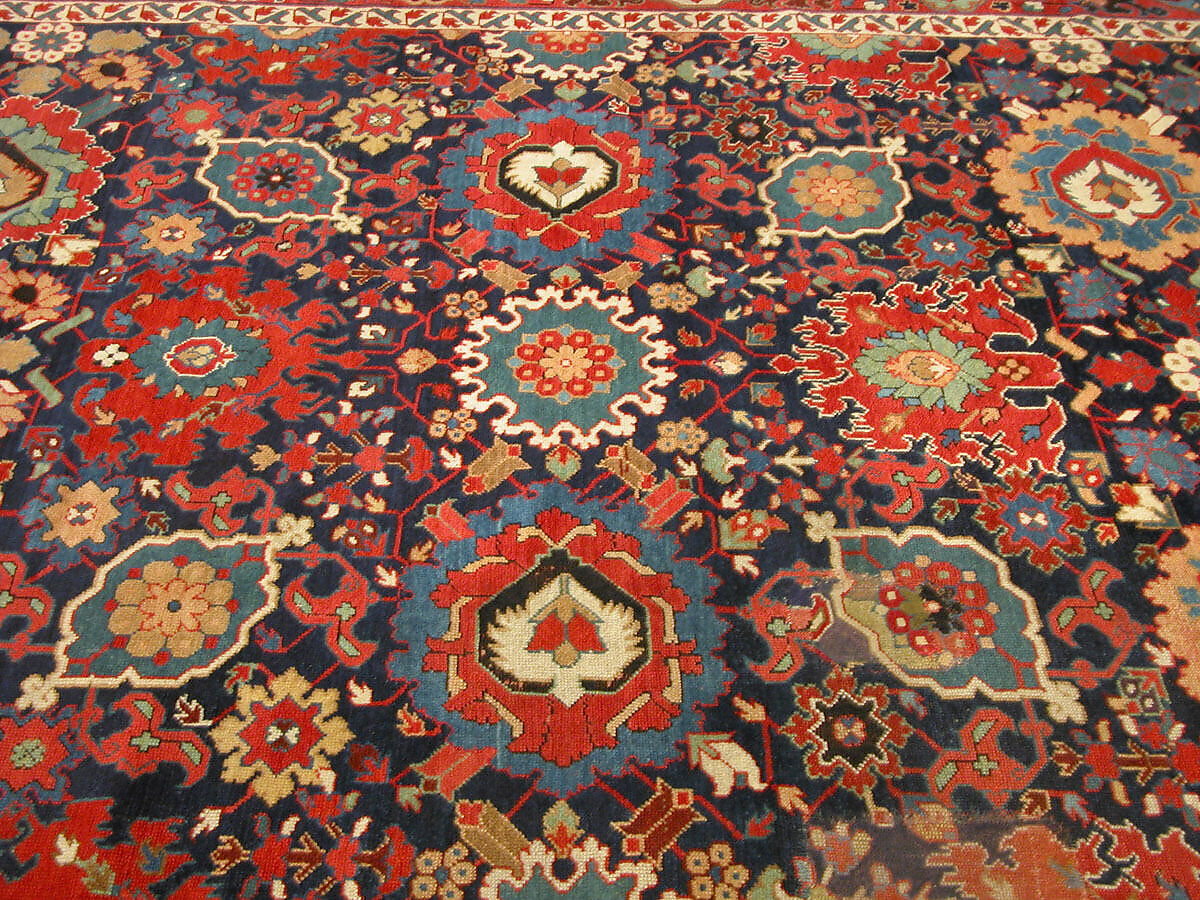 Harshang Carpet, Wool (warp, weft and pile); symmetrically knotted pile