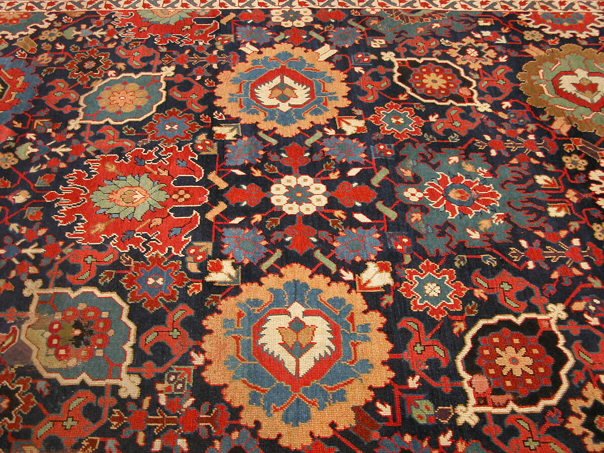 Harshang Carpet, Wool (warp, weft and pile); symmetrically knotted pile