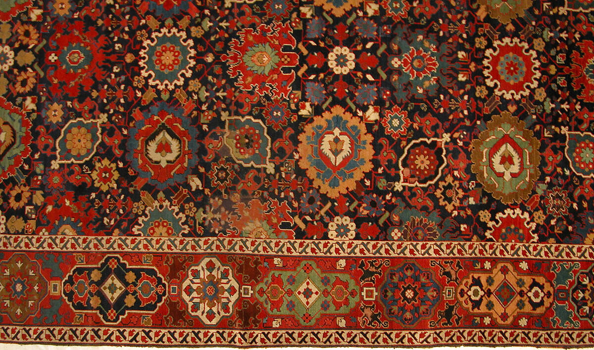 Harshang Carpet, Wool (warp, weft and pile); symmetrically knotted pile