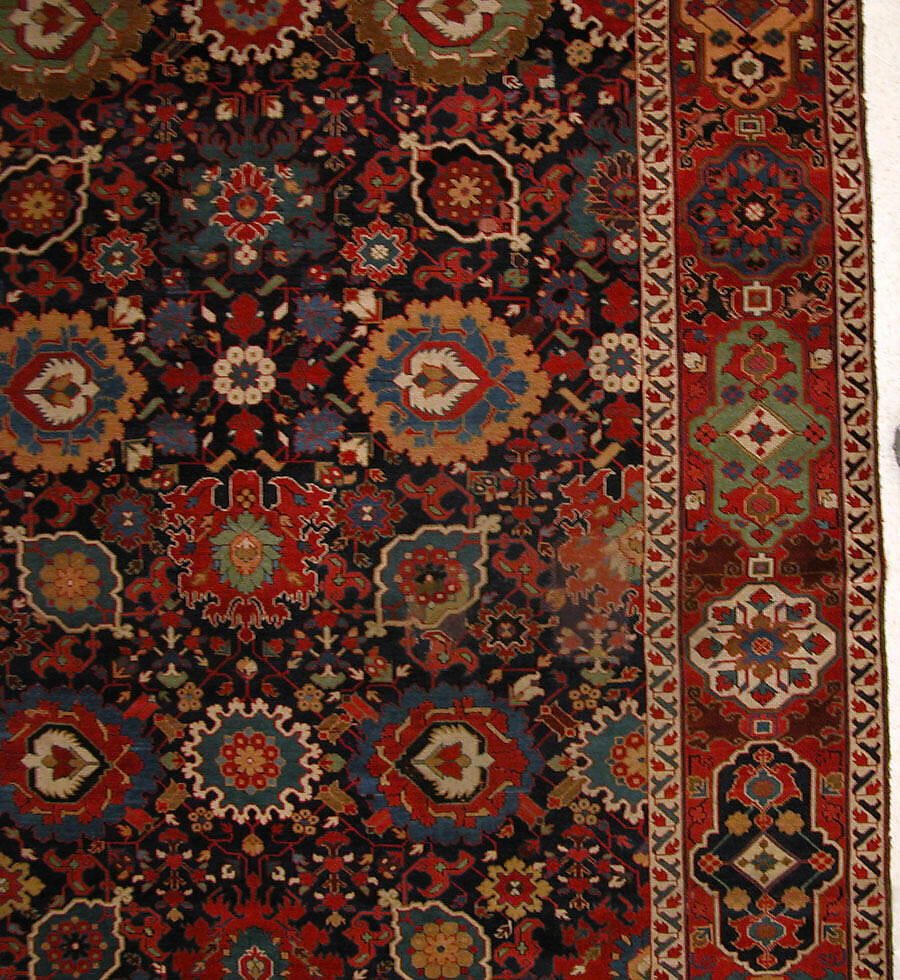 Harshang Carpet, Wool (warp, weft and pile); symmetrically knotted pile