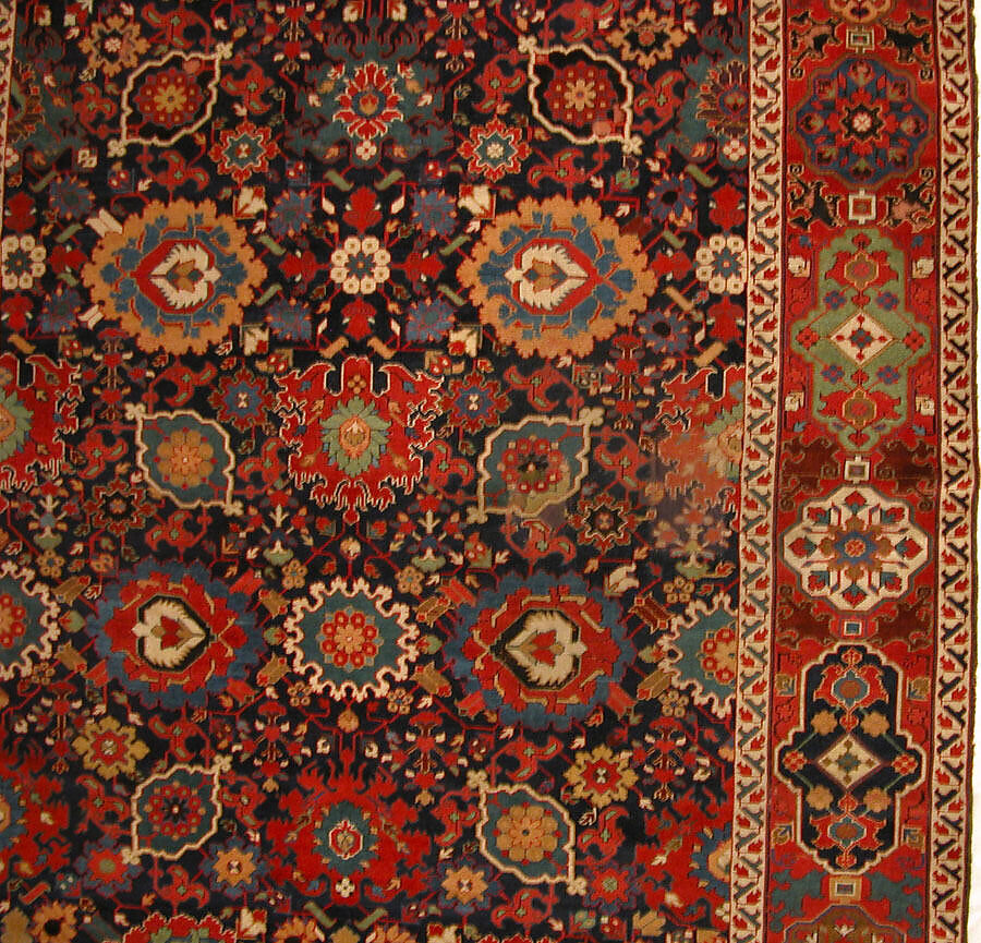 Harshang Carpet, Wool (warp, weft and pile); symmetrically knotted pile