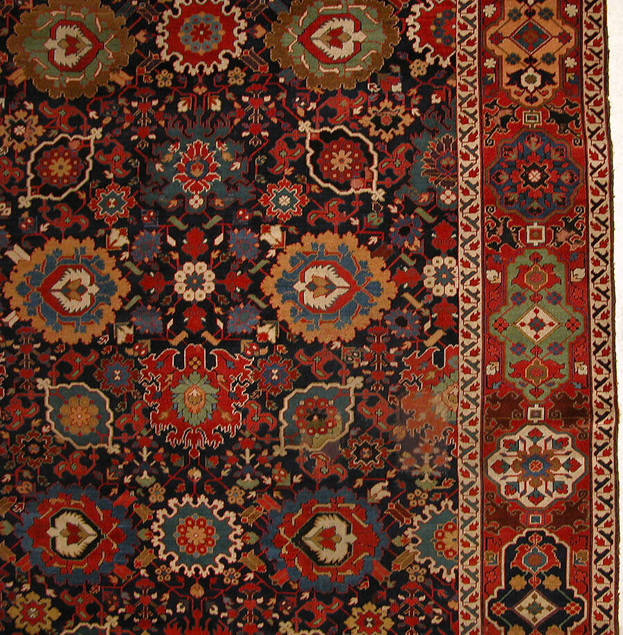 Harshang Carpet, Wool (warp, weft and pile); symmetrically knotted pile