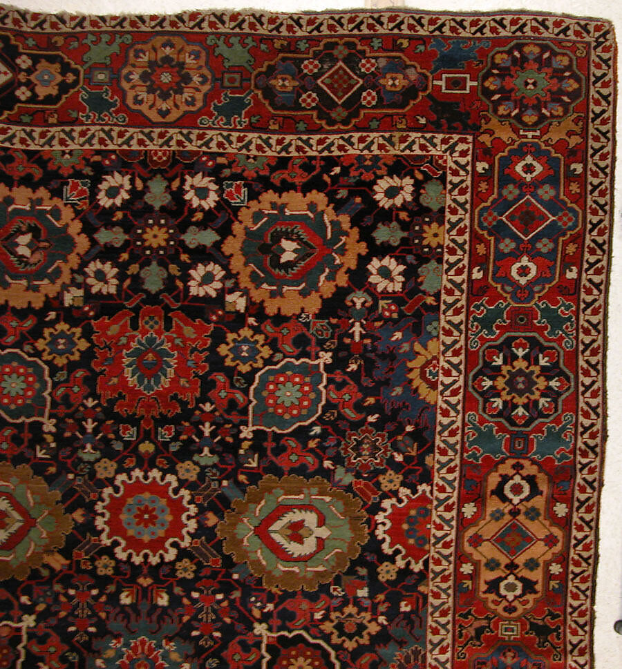 Harshang Carpet, Wool (warp, weft and pile); symmetrically knotted pile