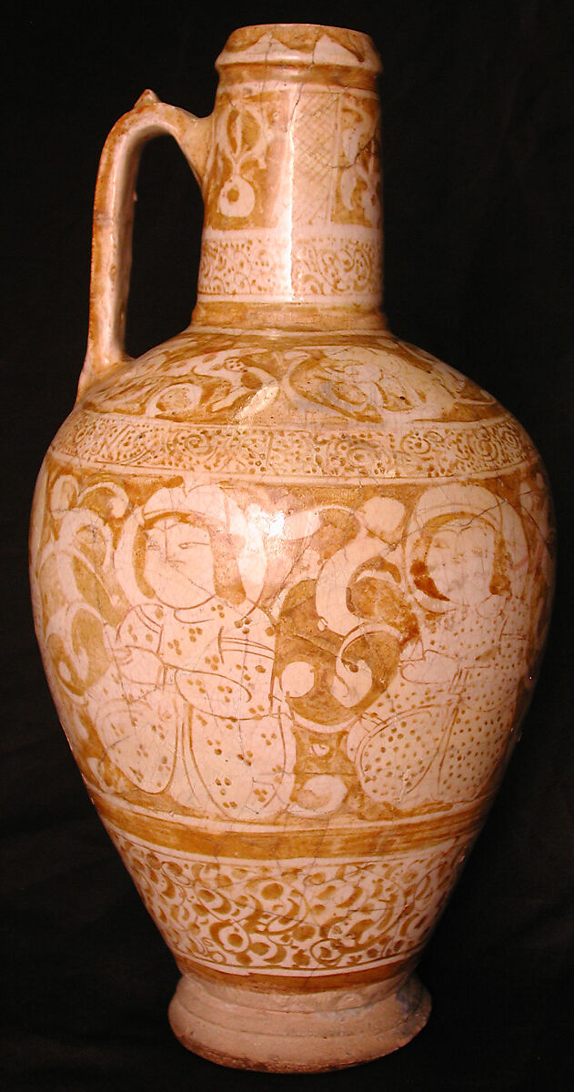 Ewer, Stonepaste; luster-painted on opaque white glaze