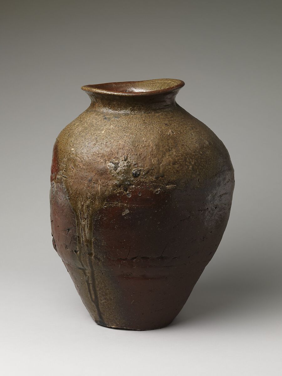 Large Storage Jar (Ōtsubo), Stoneware with natural ash glaze (Tanba ware), Japan