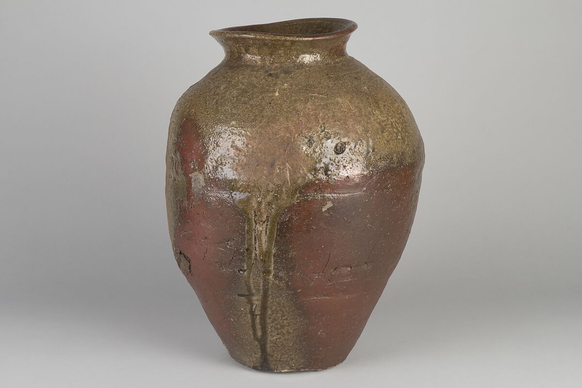 Large Storage Jar (Ōtsubo), Stoneware with natural ash glaze (Tanba ware), Japan