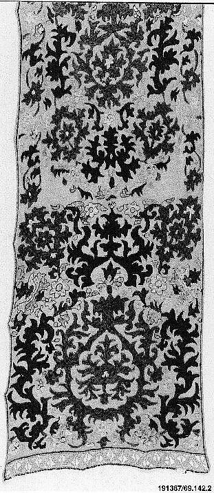 Fragment of a Hanging, Linen, silk; embroidered