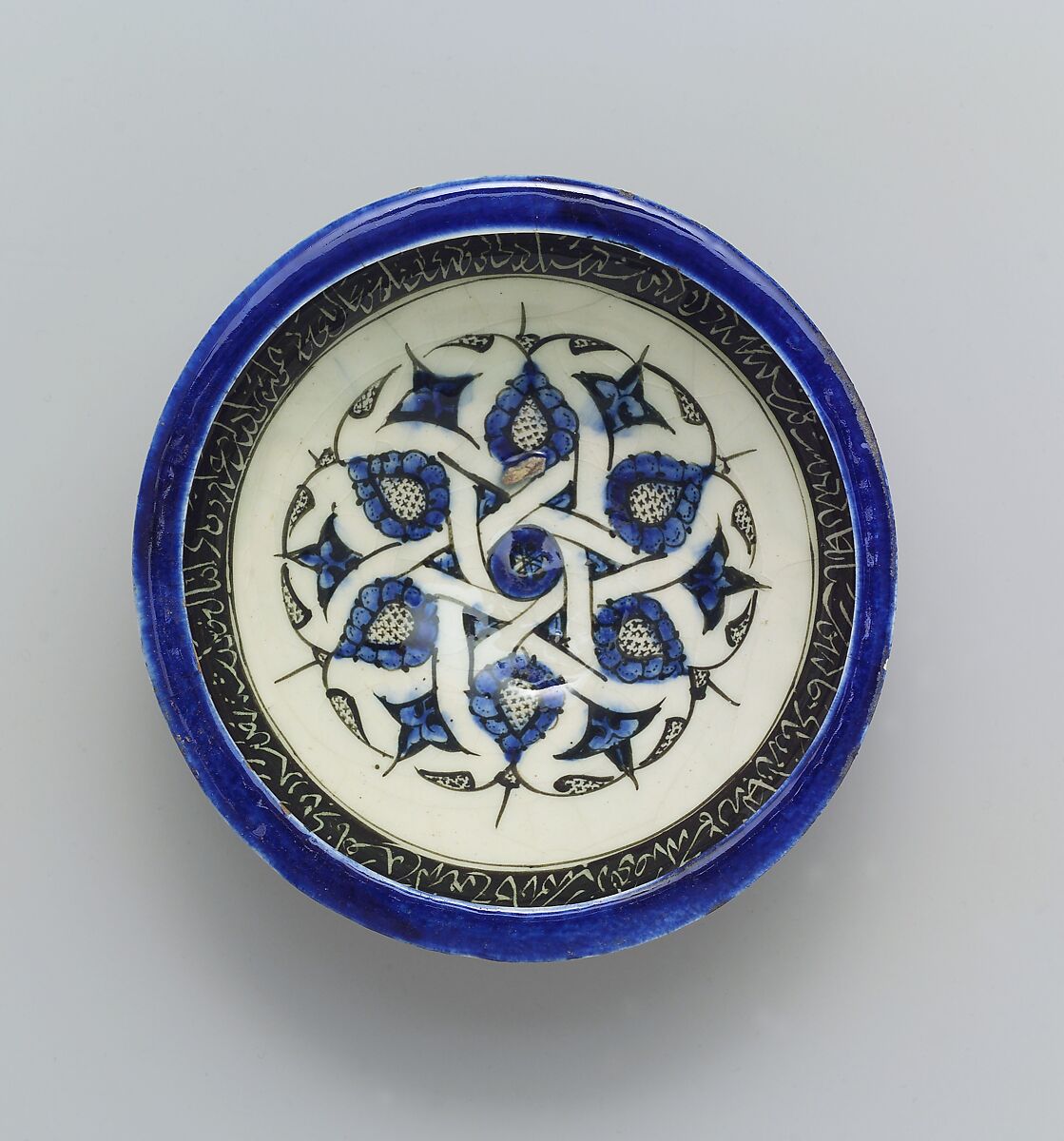 Bowl, Stonepaste; polychrome painted under transparent glaze 