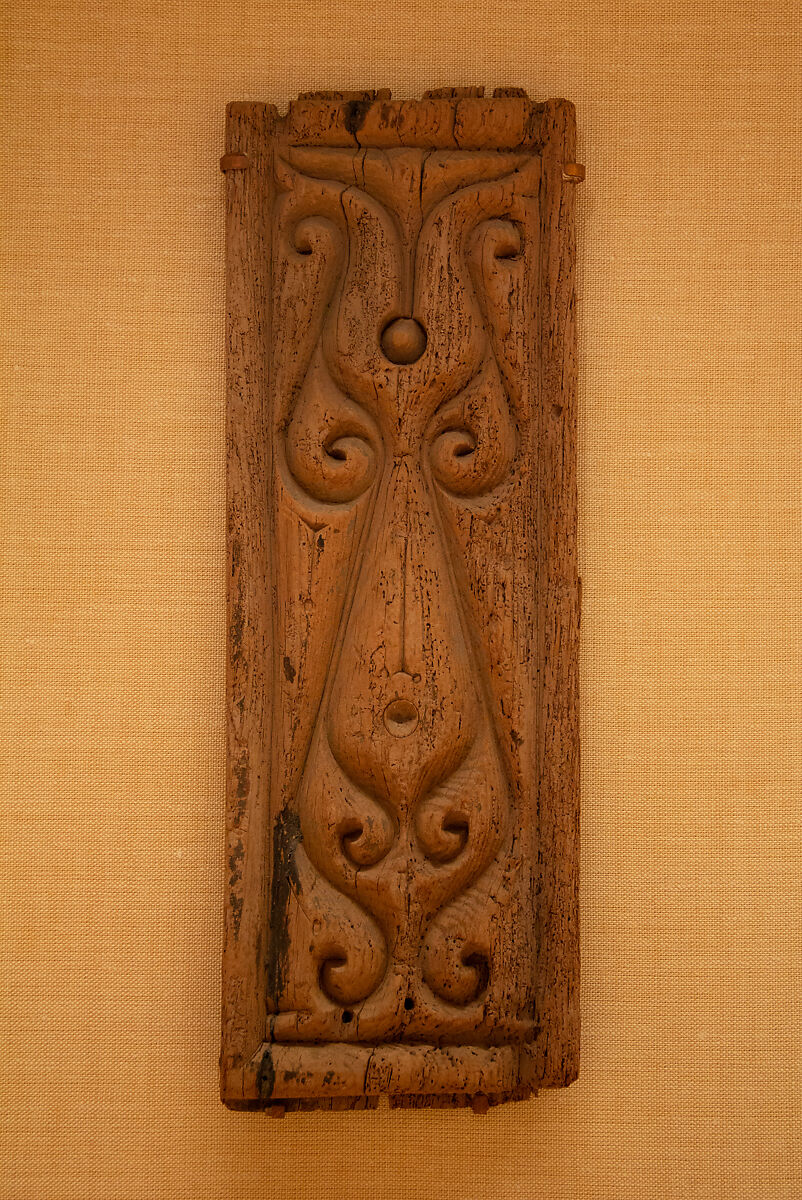 Carved Architectural Panel in the 'Beveled Style', Wood (pine); carved 