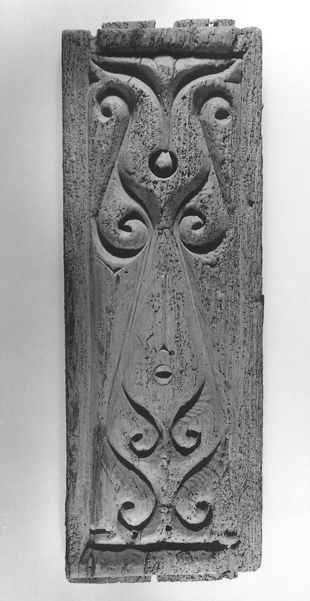 Carved Architectural Panel in the 'Beveled Style', Wood (pine); carved