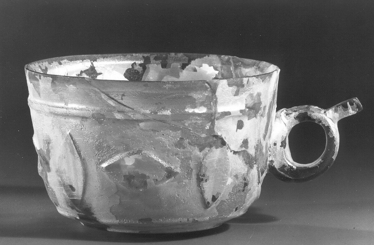 Cup, Glass, blue-green; blown, cut