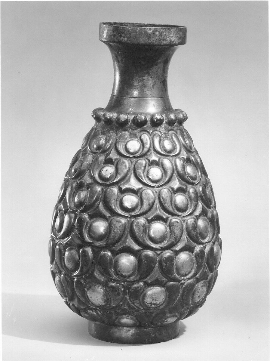 Pear-Shaped Vase, Silver; gilded and hammered (repoussé)