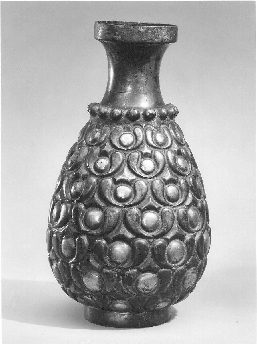 Pear-Shaped Vase, Silver; gilded and hammered (repoussé) 