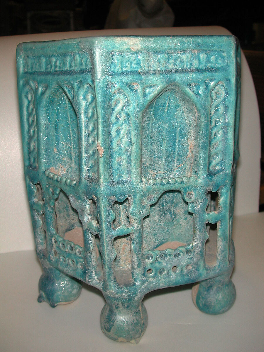 Low Table or Stand, Stonepaste; molded and modeled decoration, monochrome glazed