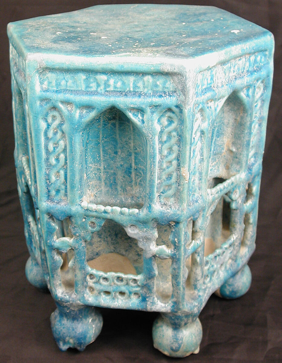 Low Table or Stand, Stonepaste; molded and modeled decoration, monochrome glazed