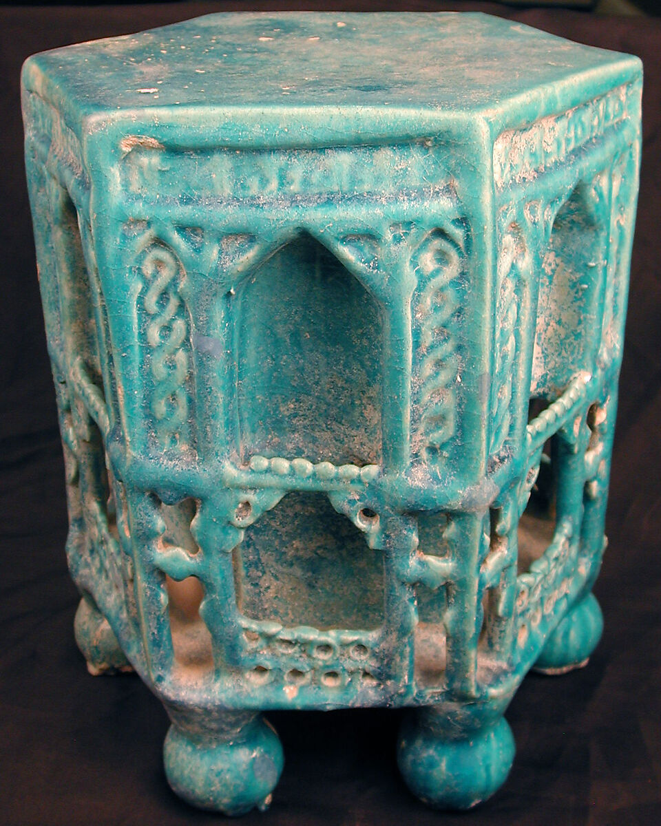 Low Table or Stand, Stonepaste; molded and modeled decoration, monochrome glazed