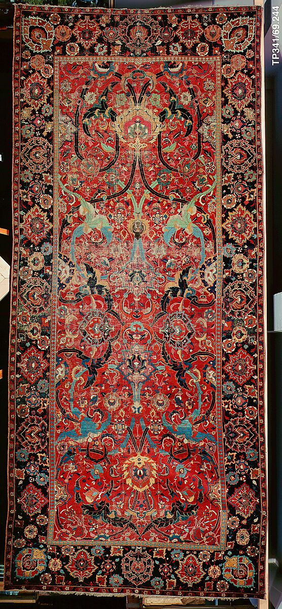 Floral Arabesque Carpet, Cotton (warp and weft), wool (pile); asymmetrically knotted pile
