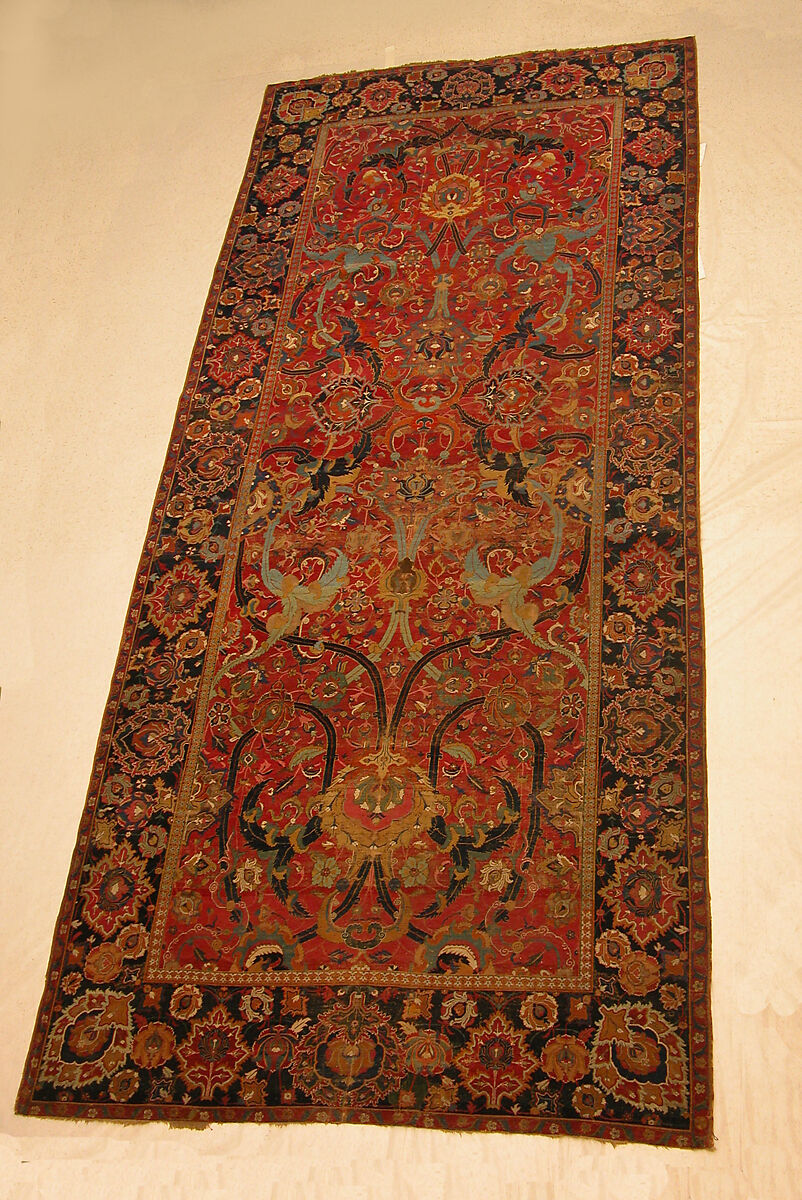 Floral Arabesque Carpet, Cotton (warp and weft), wool (pile); asymmetrically knotted pile