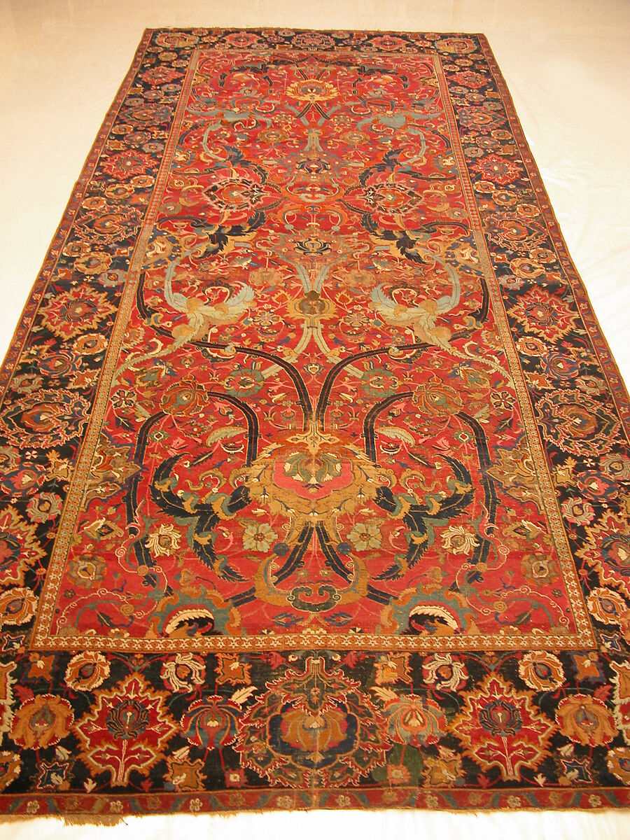 Floral Arabesque Carpet, Cotton (warp and weft), wool (pile); asymmetrically knotted pile