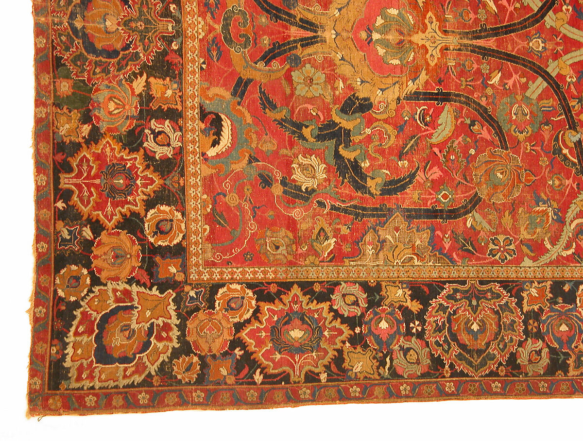 Floral Arabesque Carpet, Cotton (warp and weft), wool (pile); asymmetrically knotted pile