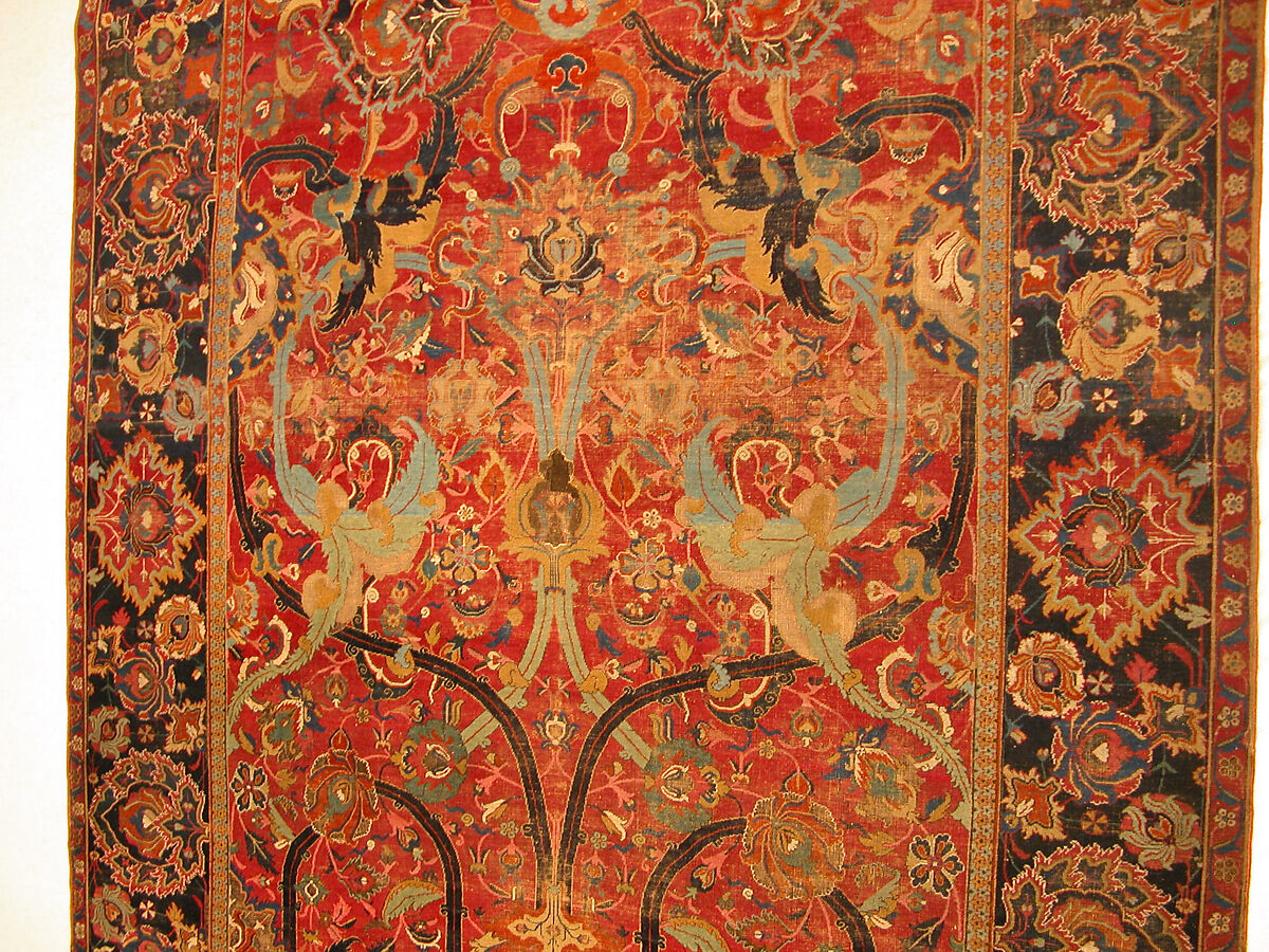 Floral Arabesque Carpet, Cotton (warp and weft), wool (pile); asymmetrically knotted pile