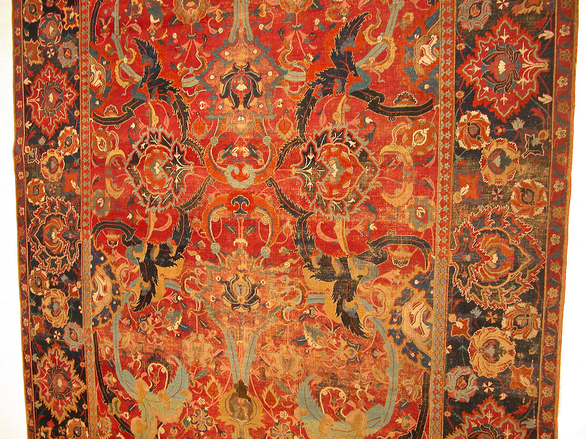 Floral Arabesque Carpet, Cotton (warp and weft), wool (pile); asymmetrically knotted pile