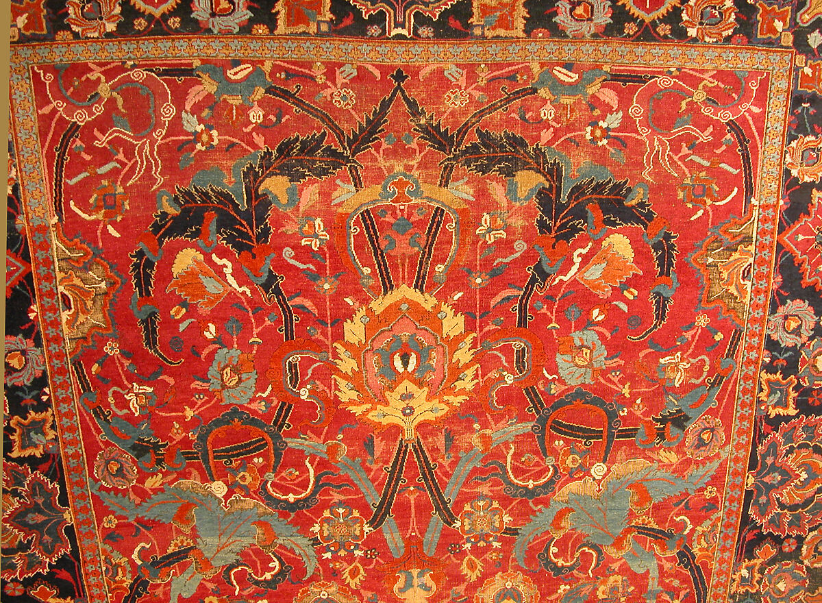 Floral Arabesque Carpet, Cotton (warp and weft), wool (pile); asymmetrically knotted pile