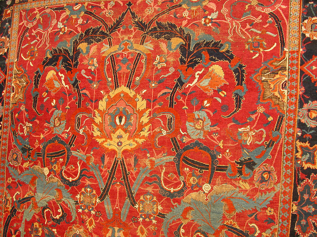 Floral Arabesque Carpet, Cotton (warp and weft), wool (pile); asymmetrically knotted pile
