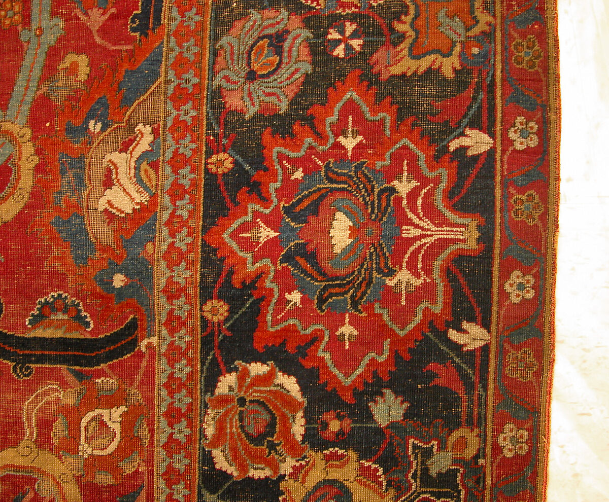 Floral Arabesque Carpet, Cotton (warp and weft), wool (pile); asymmetrically knotted pile