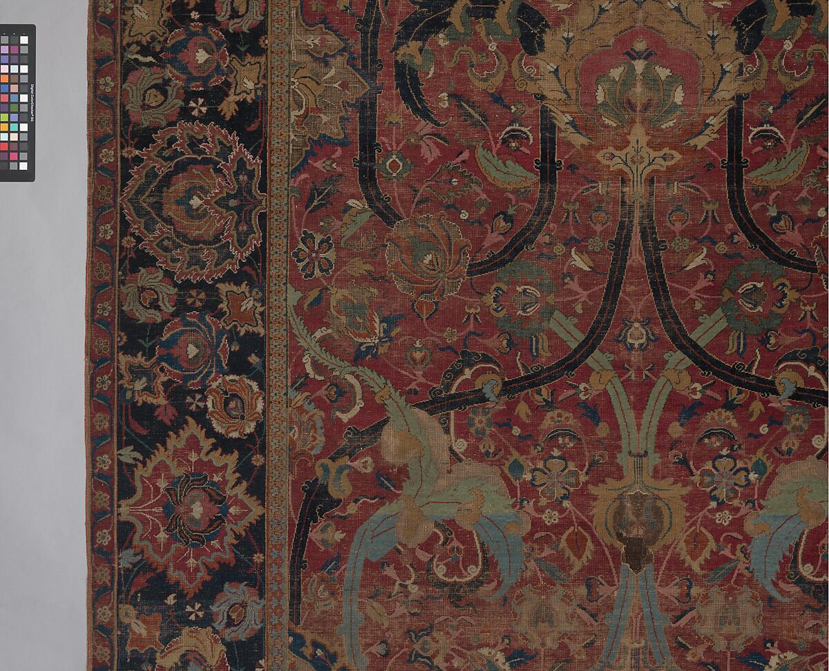 Floral Arabesque Carpet, Cotton (warp and weft), wool (pile); asymmetrically knotted pile