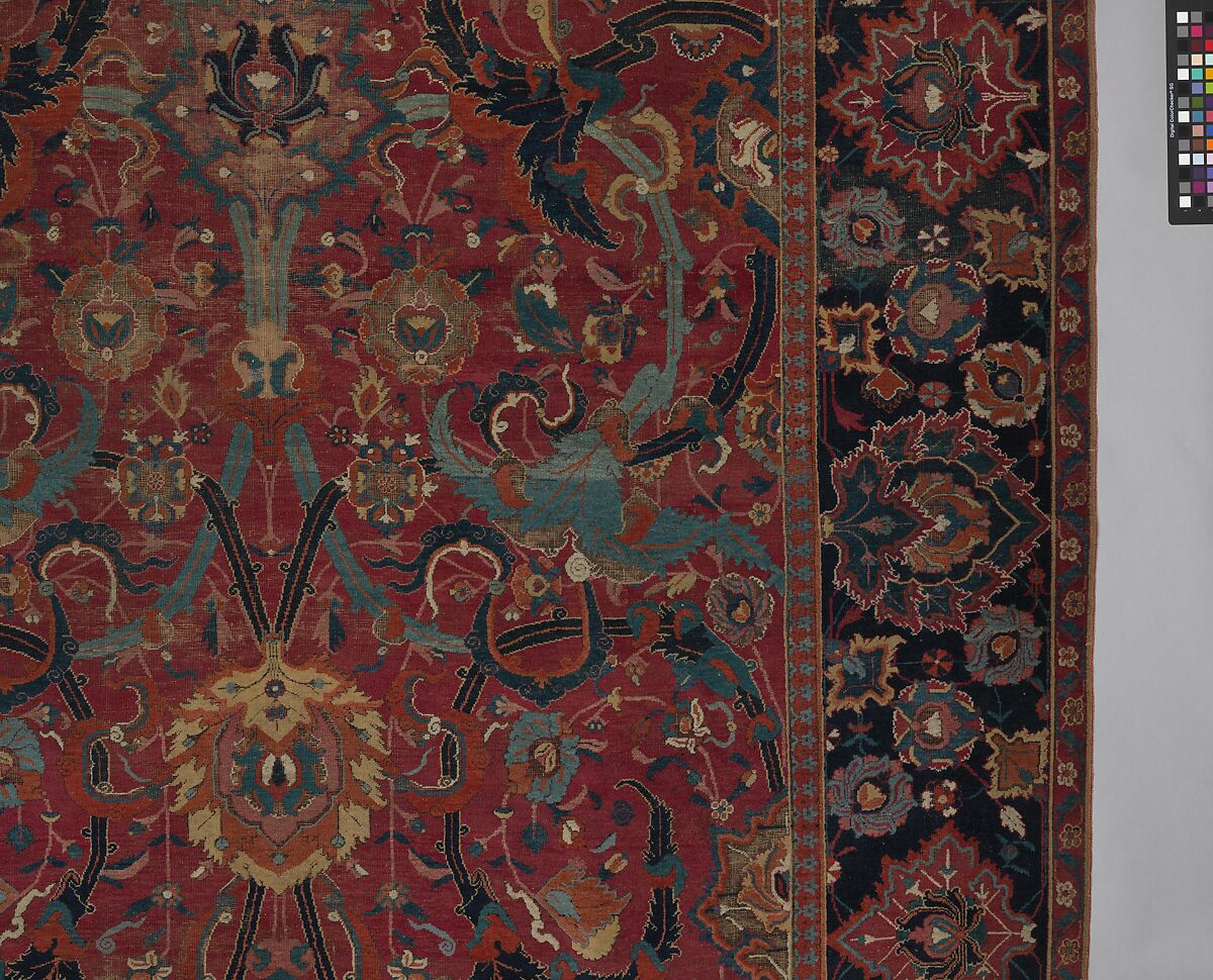 Floral Arabesque Carpet, Cotton (warp and weft), wool (pile); asymmetrically knotted pile