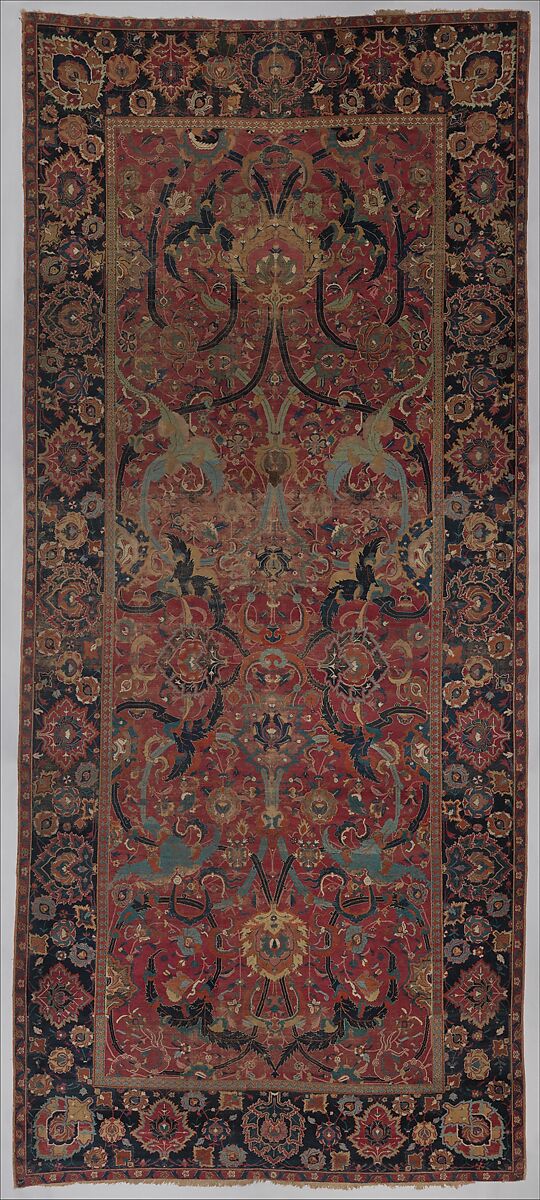 Floral Arabesque Carpet, Cotton (warp and weft), wool (pile); asymmetrically knotted pile 