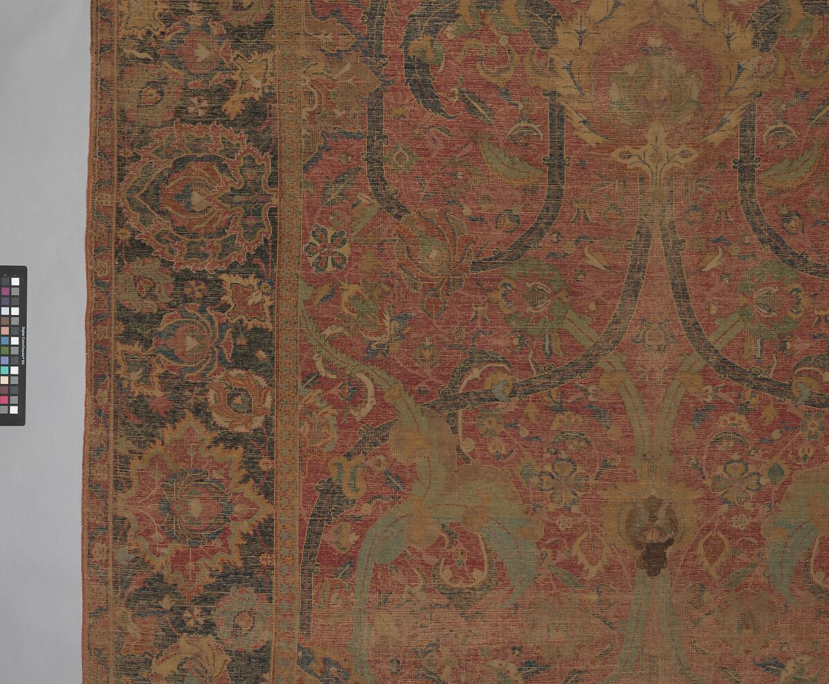 Floral Arabesque Carpet, Cotton (warp and weft), wool (pile); asymmetrically knotted pile