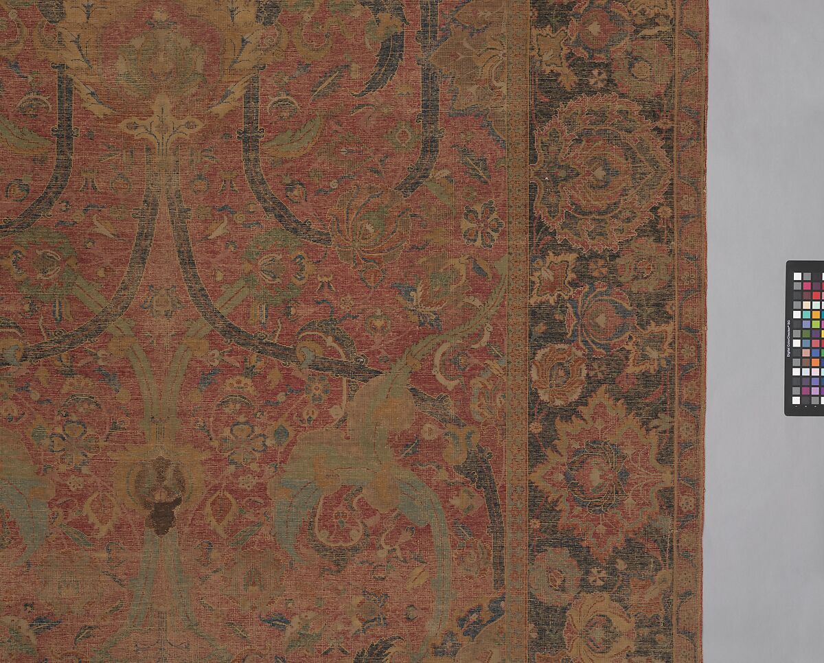 Floral Arabesque Carpet, Cotton (warp and weft), wool (pile); asymmetrically knotted pile