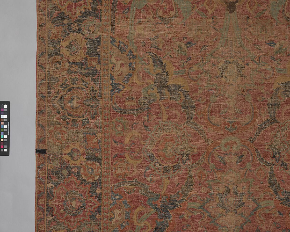Floral Arabesque Carpet, Cotton (warp and weft), wool (pile); asymmetrically knotted pile