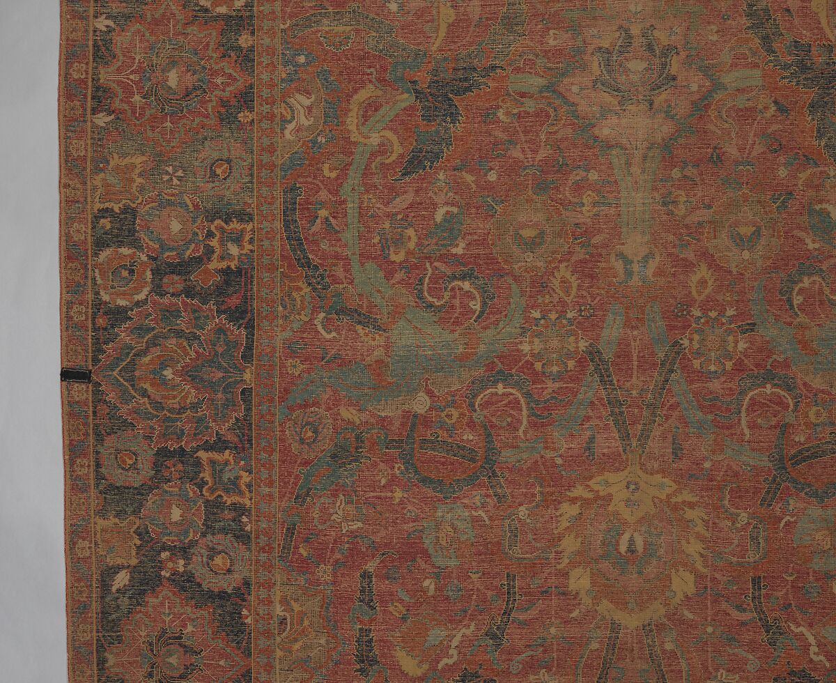 Floral Arabesque Carpet, Cotton (warp and weft), wool (pile); asymmetrically knotted pile