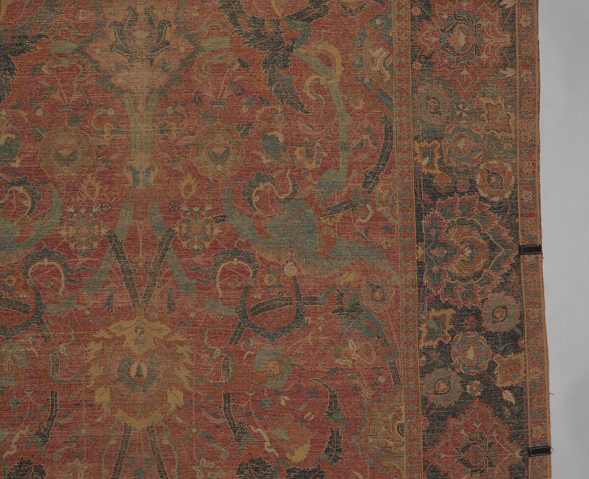 Floral Arabesque Carpet, Cotton (warp and weft), wool (pile); asymmetrically knotted pile