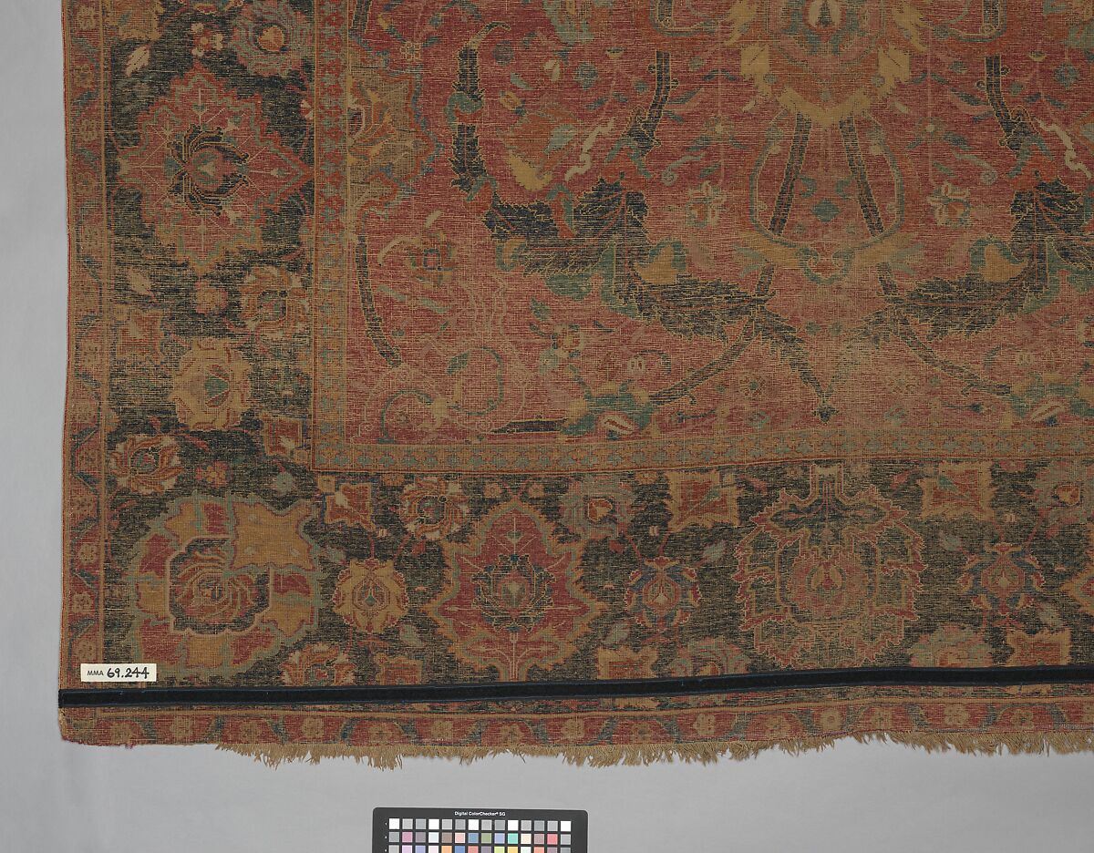 Floral Arabesque Carpet, Cotton (warp and weft), wool (pile); asymmetrically knotted pile