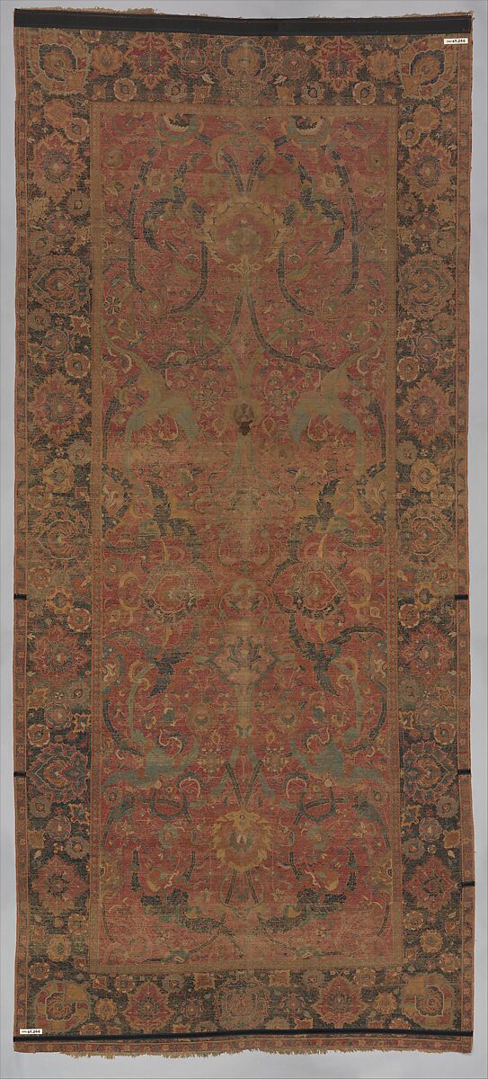 Floral Arabesque Carpet, Cotton (warp and weft), wool (pile); asymmetrically knotted pile