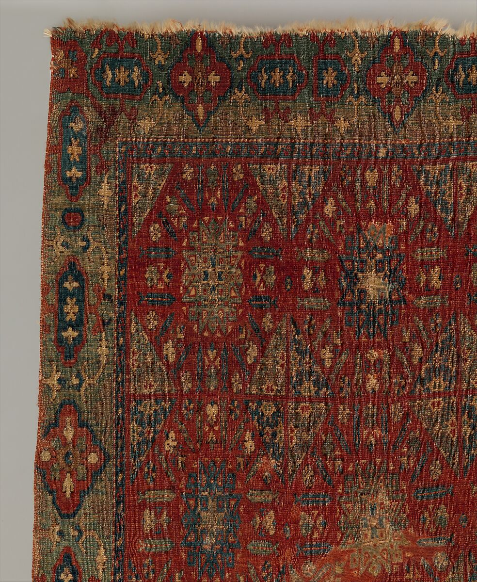 'Chessboard' Carpet, Animal hair (warp and pile), wool (weft); asymmetrically knotted pile