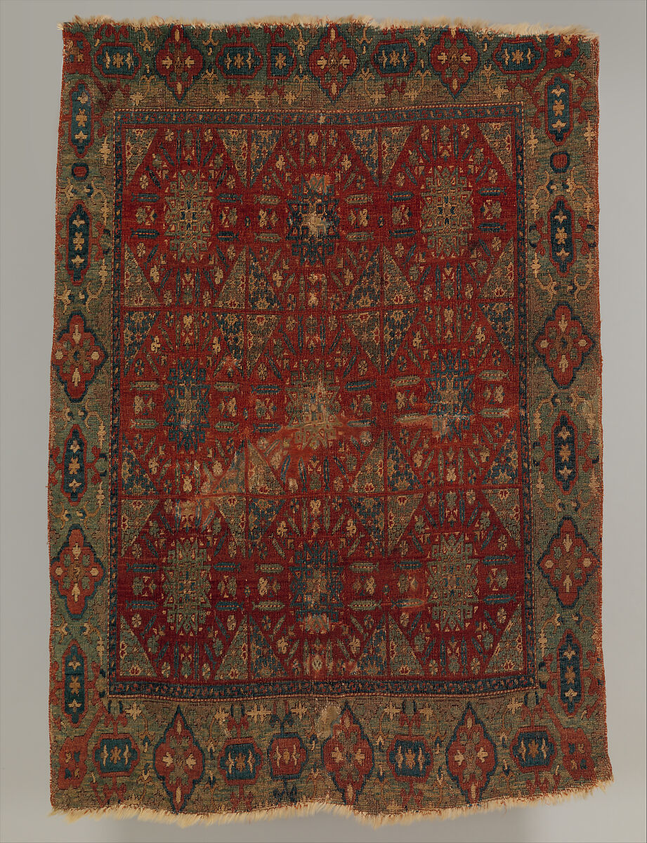 'Chessboard' Carpet, Animal hair (warp and pile), wool (weft); asymmetrically knotted pile