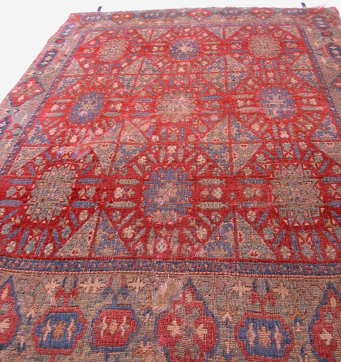 'Chessboard' Carpet, Animal hair (warp and pile), wool (weft); asymmetrically knotted pile