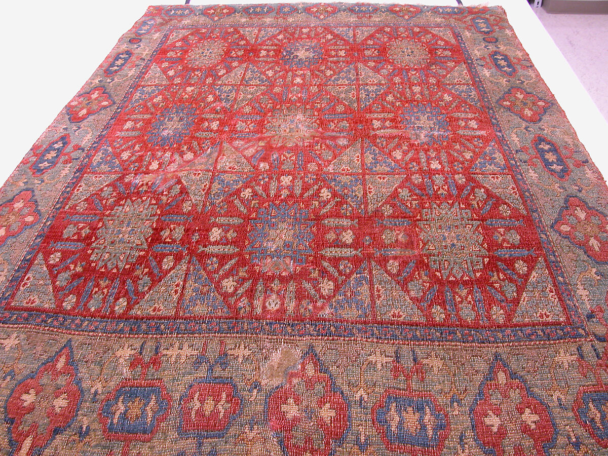 'Chessboard' Carpet, Animal hair (warp and pile), wool (weft); asymmetrically knotted pile